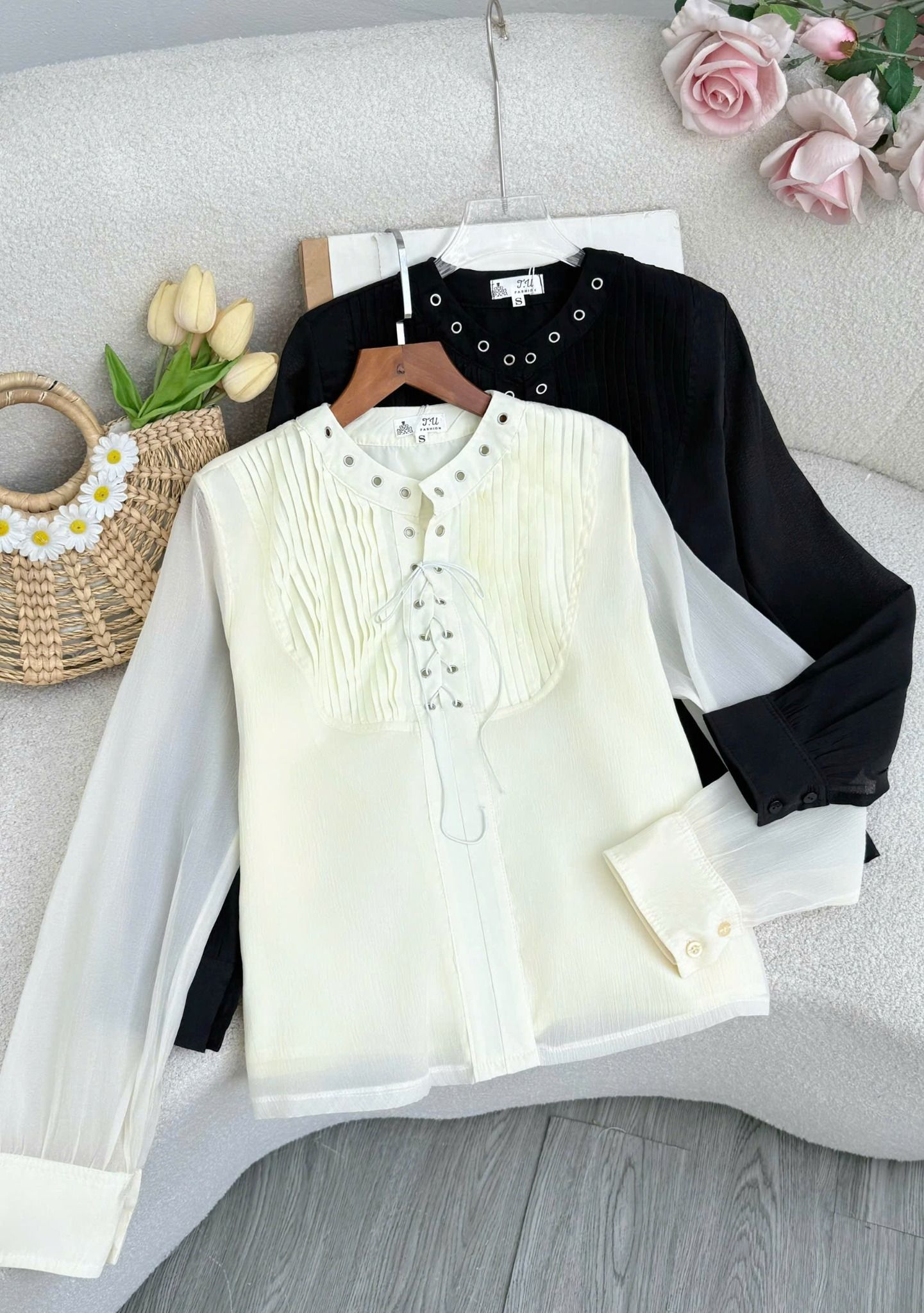 Áo Tơ Nén Thiết Kế TuTu Store Phù Hợp Đi Làm Dành Cho Nữ - Mã AS573