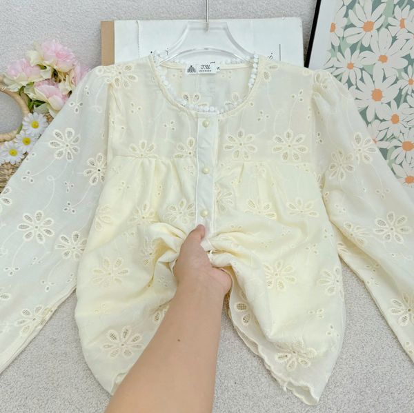 Áo Tơ Thêu Thiết Kế TuTu Store Phù Hợp Đi Làm Dành Cho Nữ - Mã A579