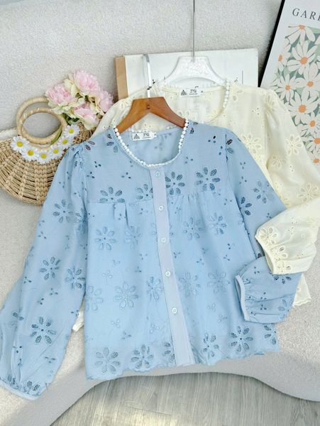 Áo Tơ Thêu Thiết Kế TuTu Store Phù Hợp Đi Làm Dành Cho Nữ - Mã A579