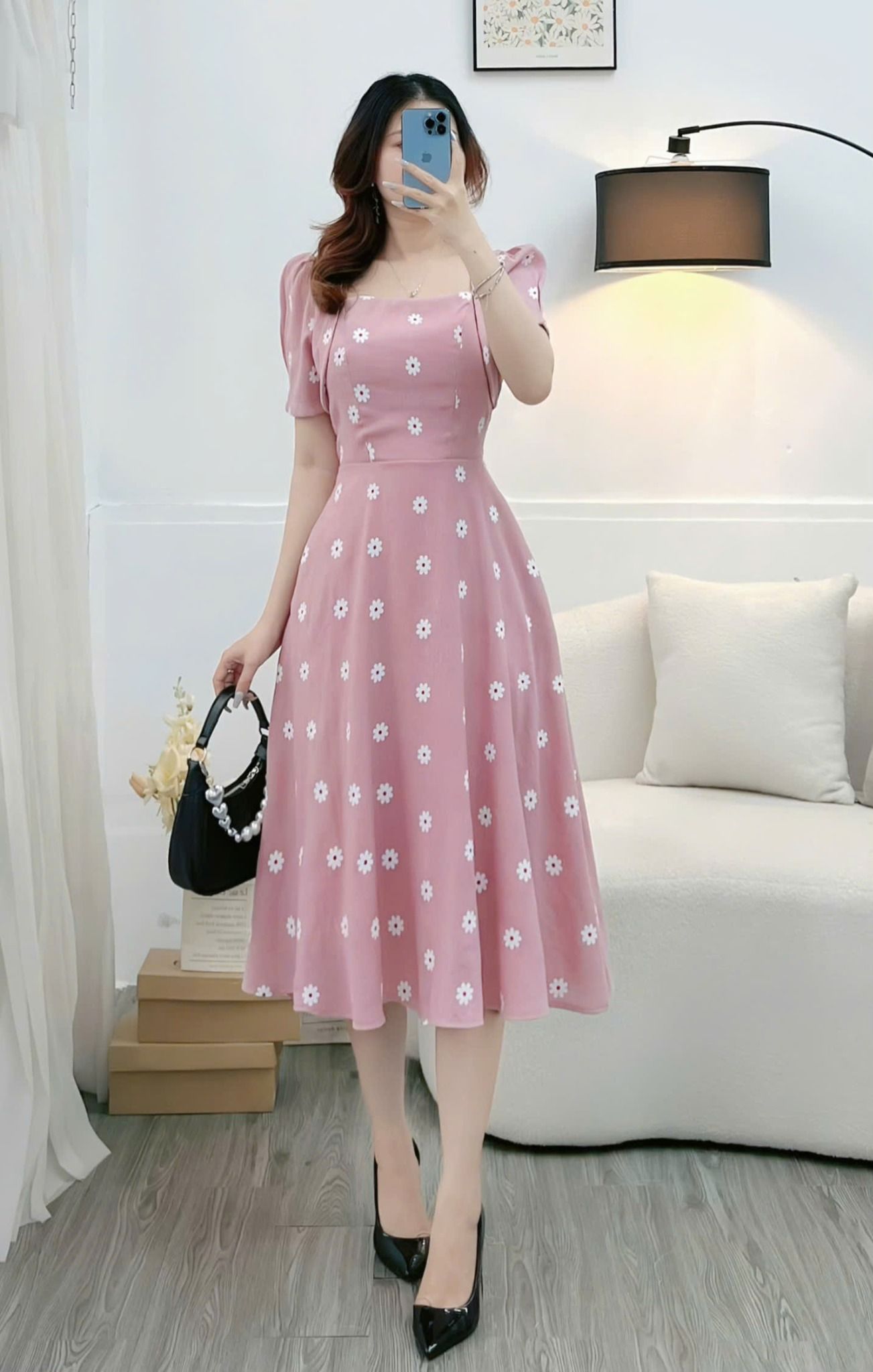 Đầm Tơ Tằm Gân Thiết Kế TuTu Store Phù Hợp Đi Chơi Dành Cho Nữ - Mã D1236