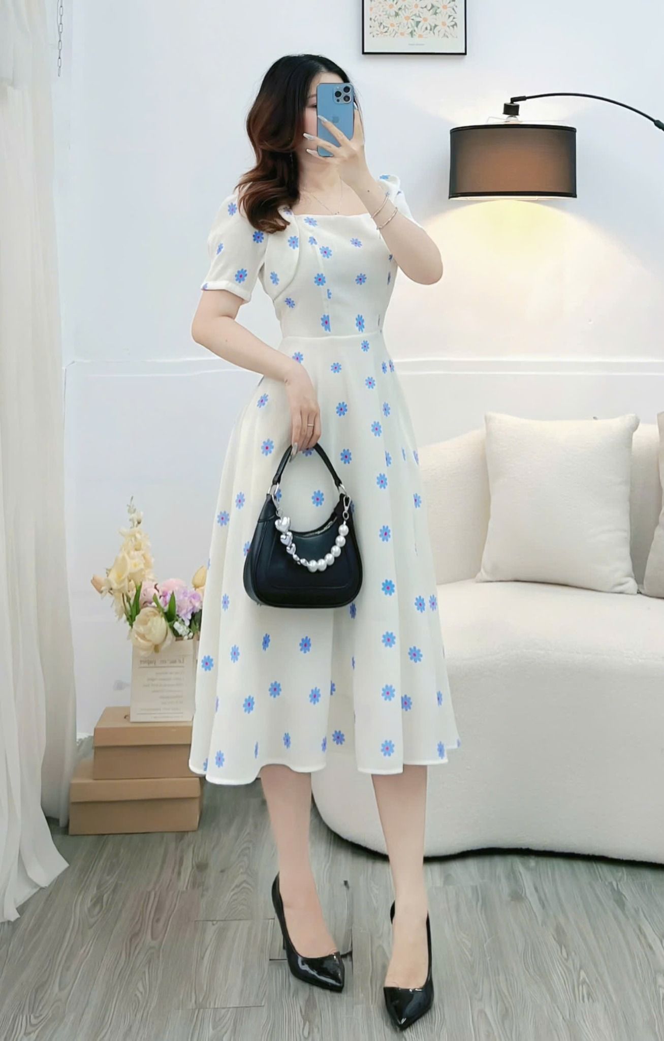 Đầm Tơ Tằm Gân Thiết Kế TuTu Store Phù Hợp Đi Chơi Dành Cho Nữ - Mã D1236