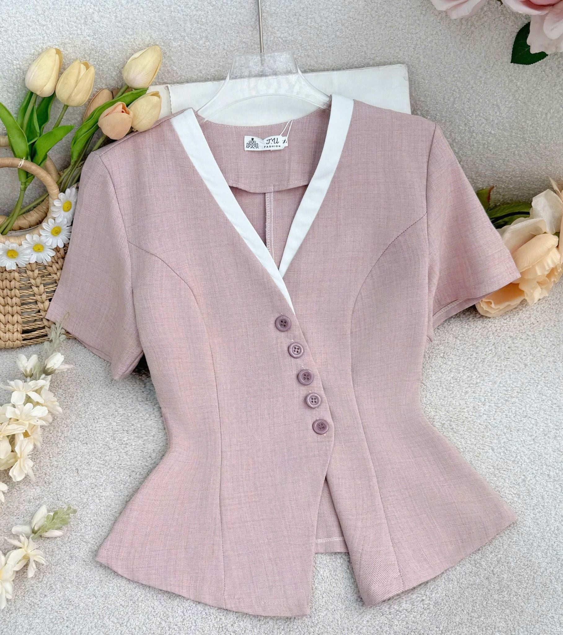 Áo Bố Gân Hàn Quốc Peplum Thiết Kế TuTu Store Phù Hợp Đi Làm Dành Cho Nữ - Mã A512