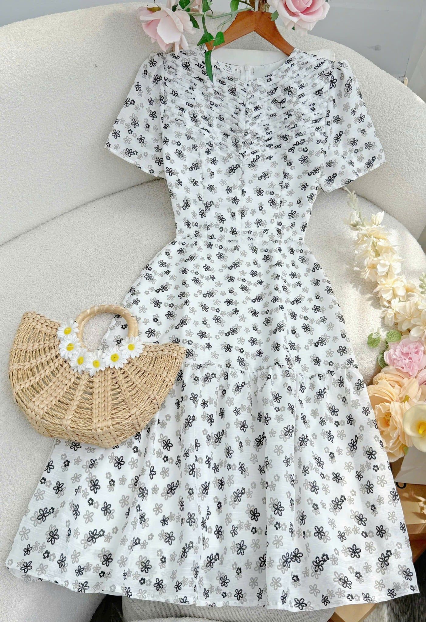 Đầm Voan Sọc Ý Thiết Kế TuTu Store Phù Hợp Đi Làm Dành Cho Nữ - Mã D1226