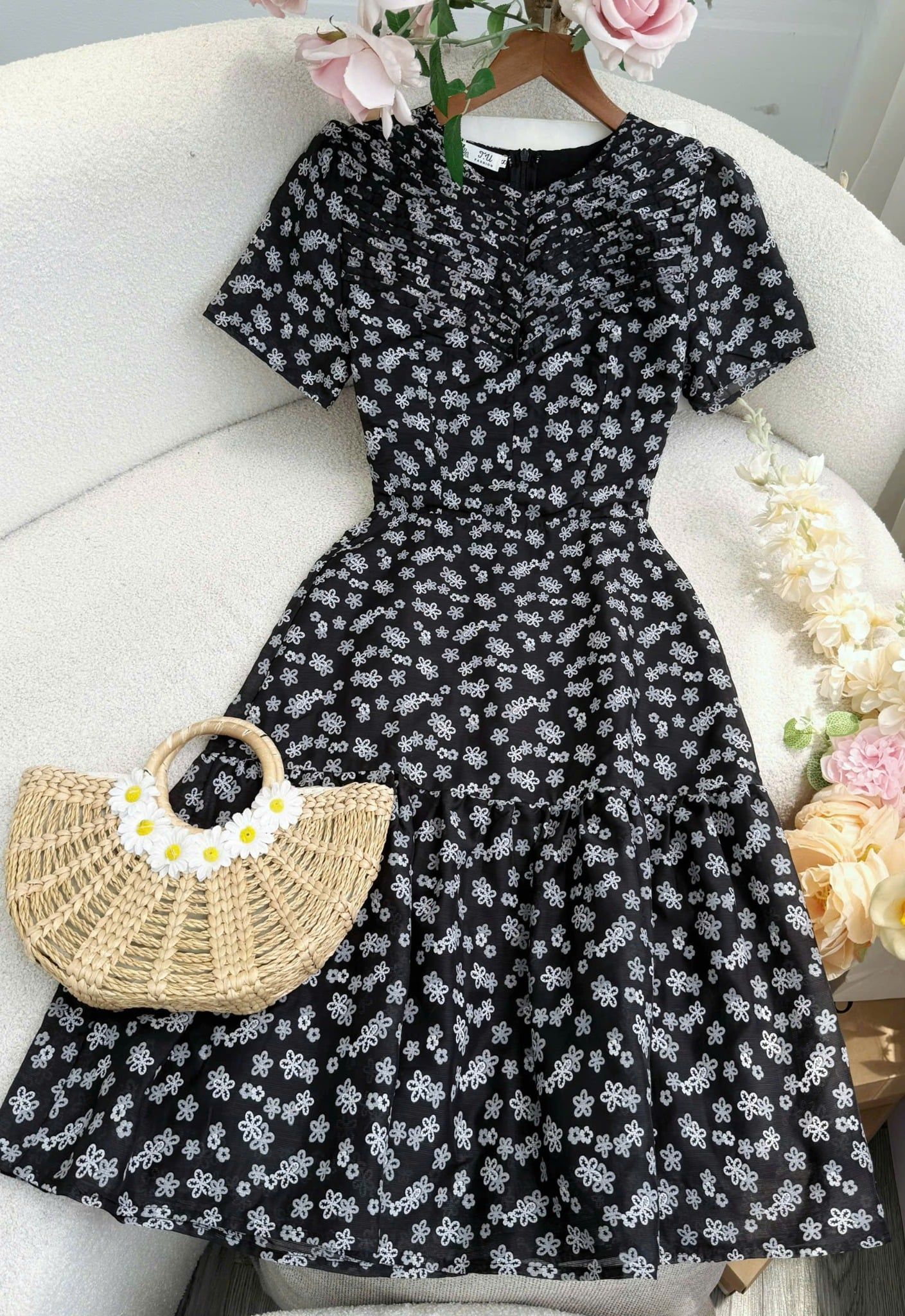 Đầm Voan Sọc Ý Thiết Kế TuTu Store Phù Hợp Đi Làm Dành Cho Nữ - Mã D1226