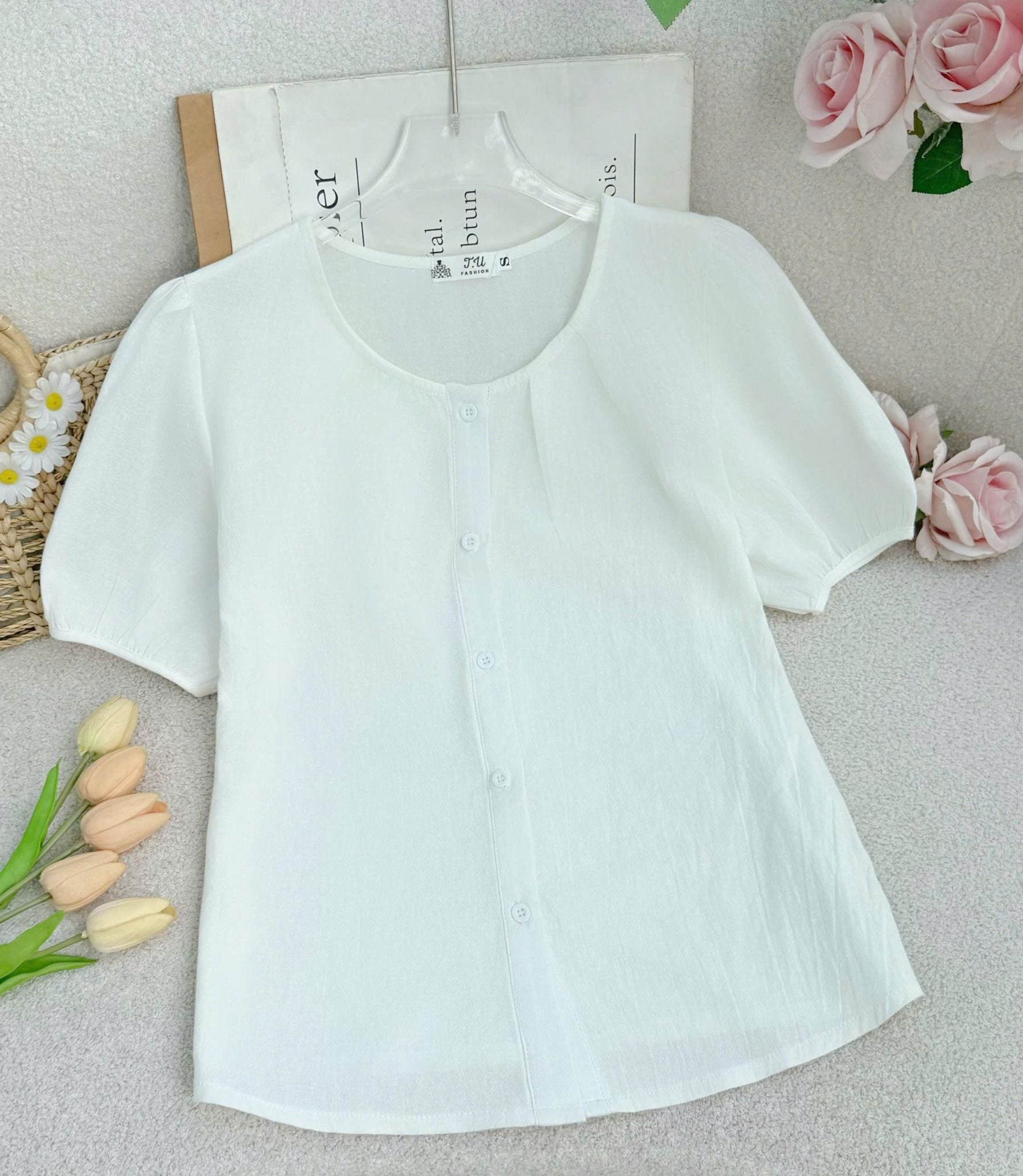 Áo Cotton Bột Tay Lở Thiết Kế TuTu Store Phù Hợp Đi Chơi Dành Cho Nữ - Mã AS560
