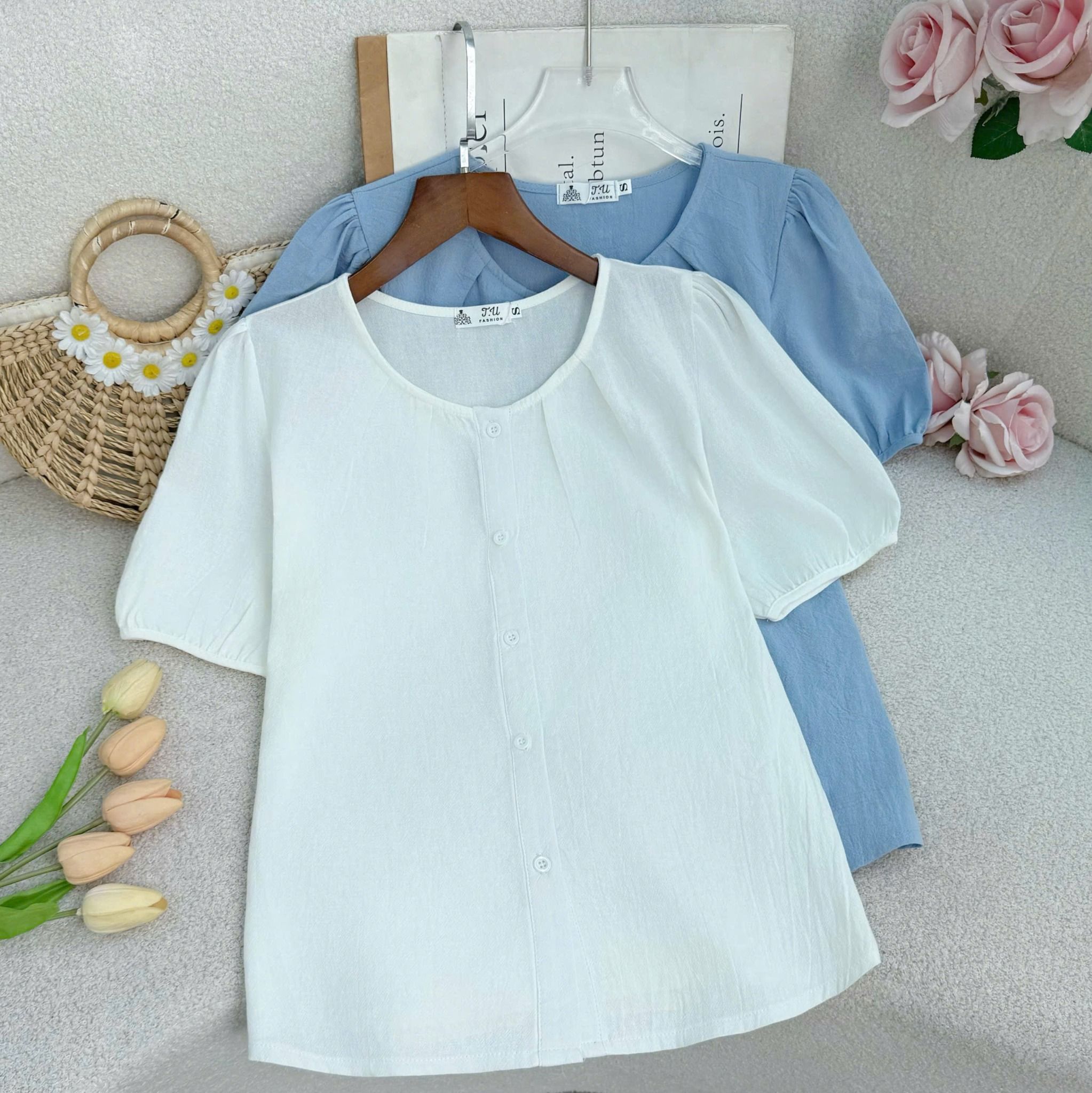 Áo Cotton Bột Tay Lở Thiết Kế TuTu Store Phù Hợp Đi Chơi Dành Cho Nữ - Mã AS560