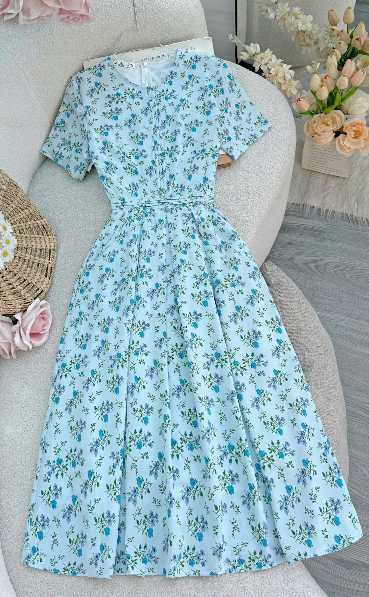 Váy Lụa Nhật Hoa Nhí Phù Hợp Đi Chơi Thiết Kế TuTu Store Dành Cho Nữ - Mã D1086