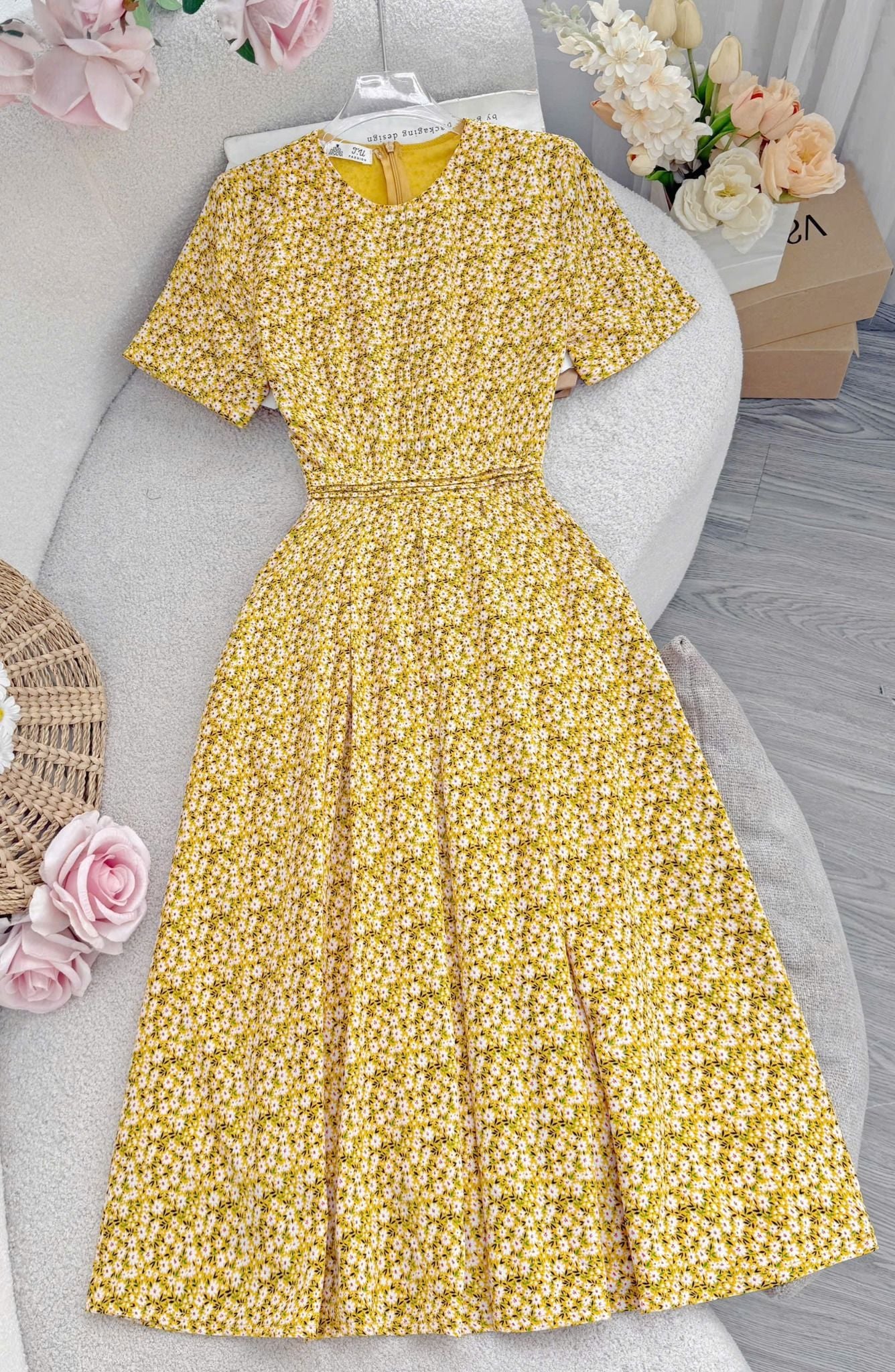 Váy Lụa Nhật Hoa Nhí Phù Hợp Đi Chơi Thiết Kế TuTu Store Dành Cho Nữ - Mã D1086