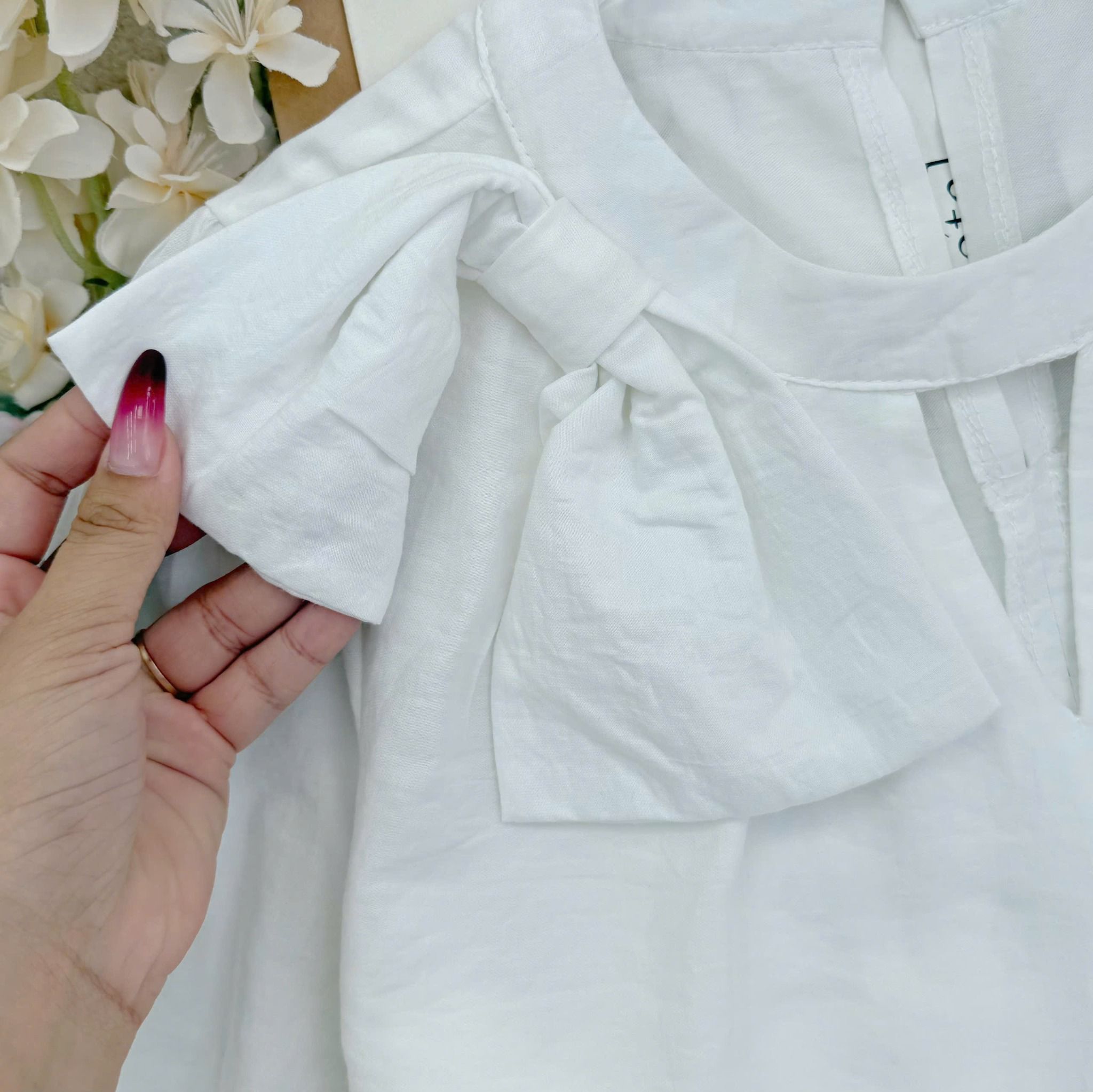 Áo Linen Cotton Nơ Thiết Kế TuTu Store Phù Hợp Đi Làm Dành Cho Nữ - Mã A516
