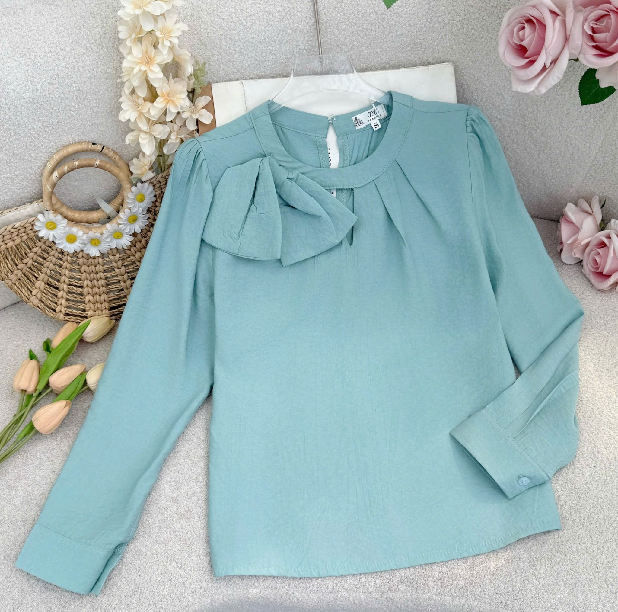 Áo Linen Cotton Nơ Thiết Kế TuTu Store Phù Hợp Đi Làm Dành Cho Nữ - Mã A516