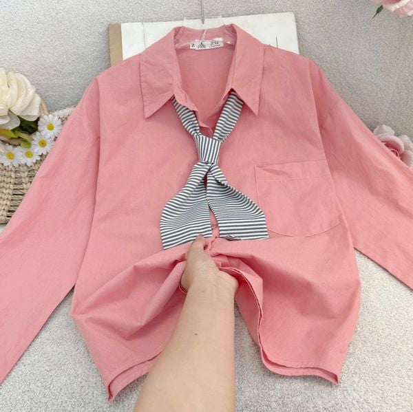 Áo Cotton Màu Nơ Thiết Kế TuTu Store Phù Hợp Đi Làm Dành Cho Nữ - Mã A509
