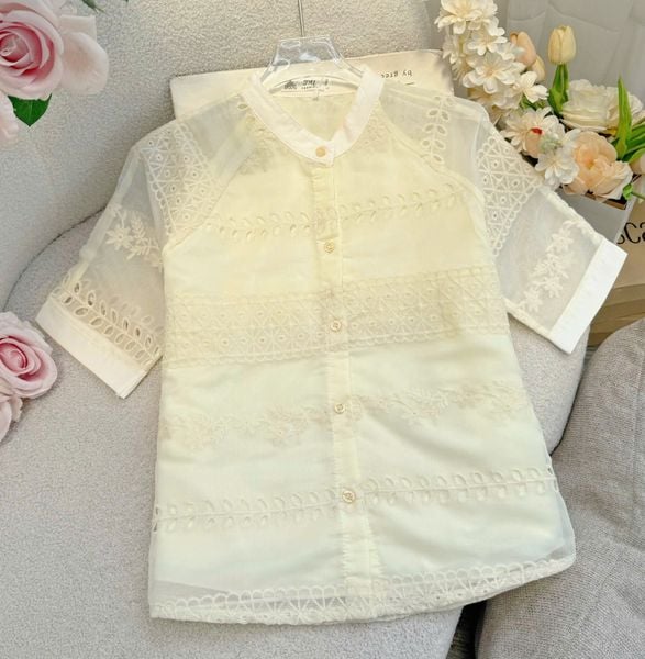 Áo Tơ Thêu Thiết Kế TuTu Store Phù Hợp Đi Làm Dành Cho Nữ - Mã A519