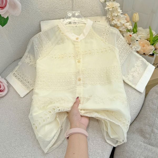 Áo Tơ Thêu Thiết Kế TuTu Store Phù Hợp Đi Làm Dành Cho Nữ - Mã A519