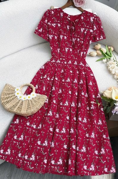 Đầm Voan Tằm Gân Thiết Kế TuTu Store Phù Hợp Đi Làm Dành Cho Nữ - Mã D1239