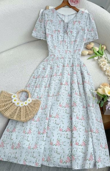 Đầm Voan Tằm Gân Thiết Kế TuTu Store Phù Hợp Đi Làm Dành Cho Nữ - Mã D1239