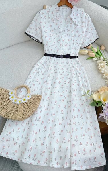 Đầm Xô Cotton Hoa Thiết Kế TuTu Store Đi Làm Dành Cho Nữ - Mã D1202