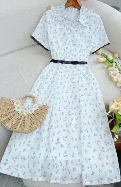 Đầm Xô Cotton Hoa Thiết Kế TuTu Store Đi Làm Dành Cho Nữ - Mã D1202