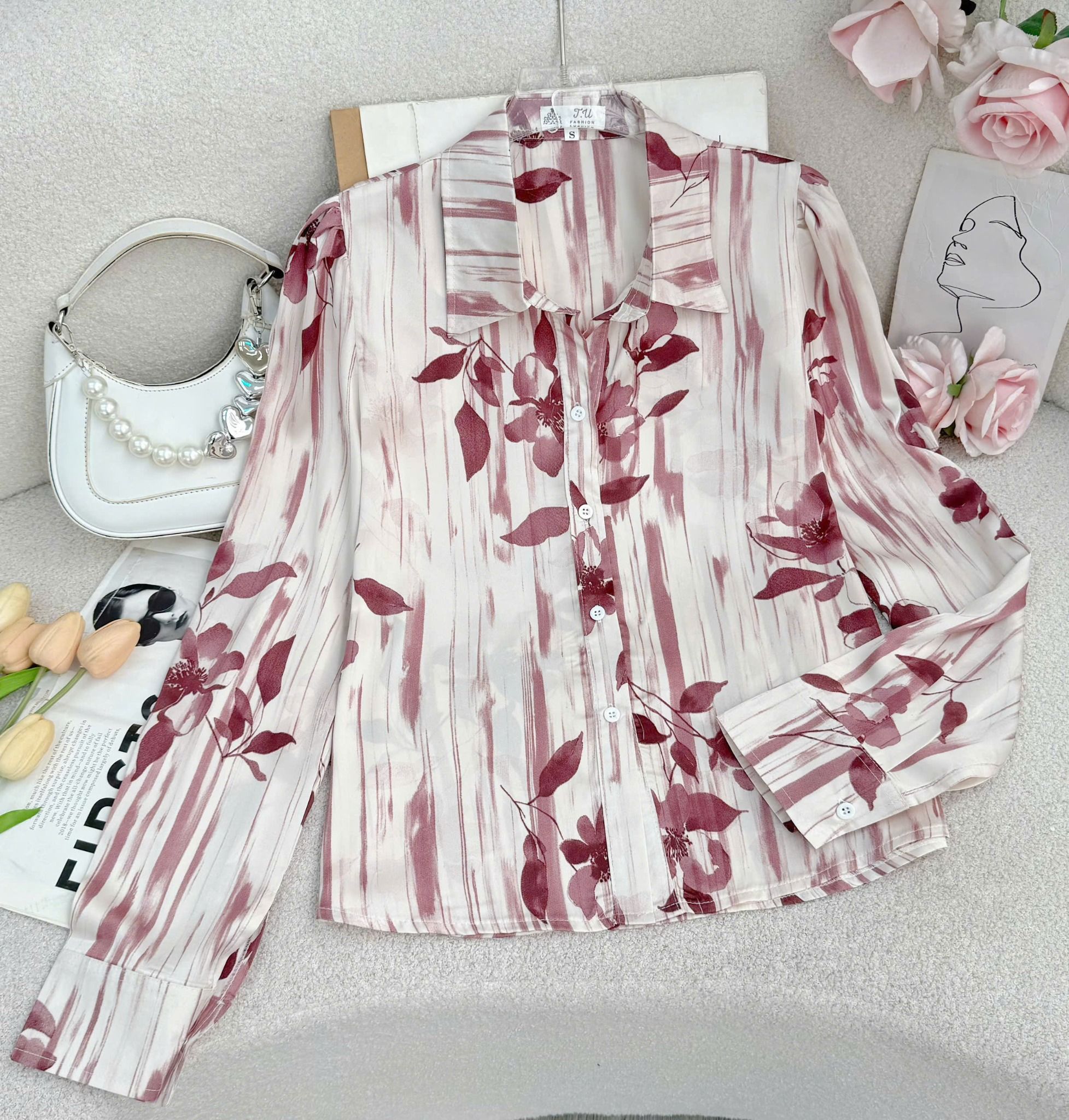 Áo Sơ Mi Cổ Điển Satin Lạnh Phù Hợp Đi Chơi Thiết Kế TuTu Store Dành Cho Nữ -Mã A497