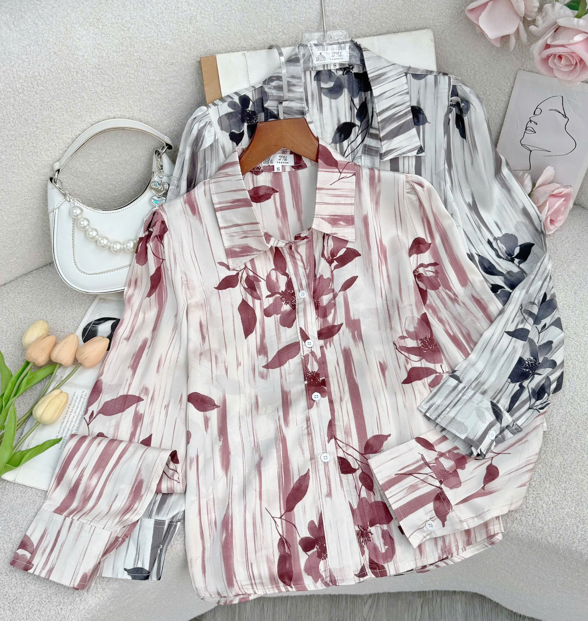 Áo Sơ Mi Cổ Điển Satin Lạnh Phù Hợp Đi Chơi Thiết Kế TuTu Store Dành Cho Nữ -Mã A497