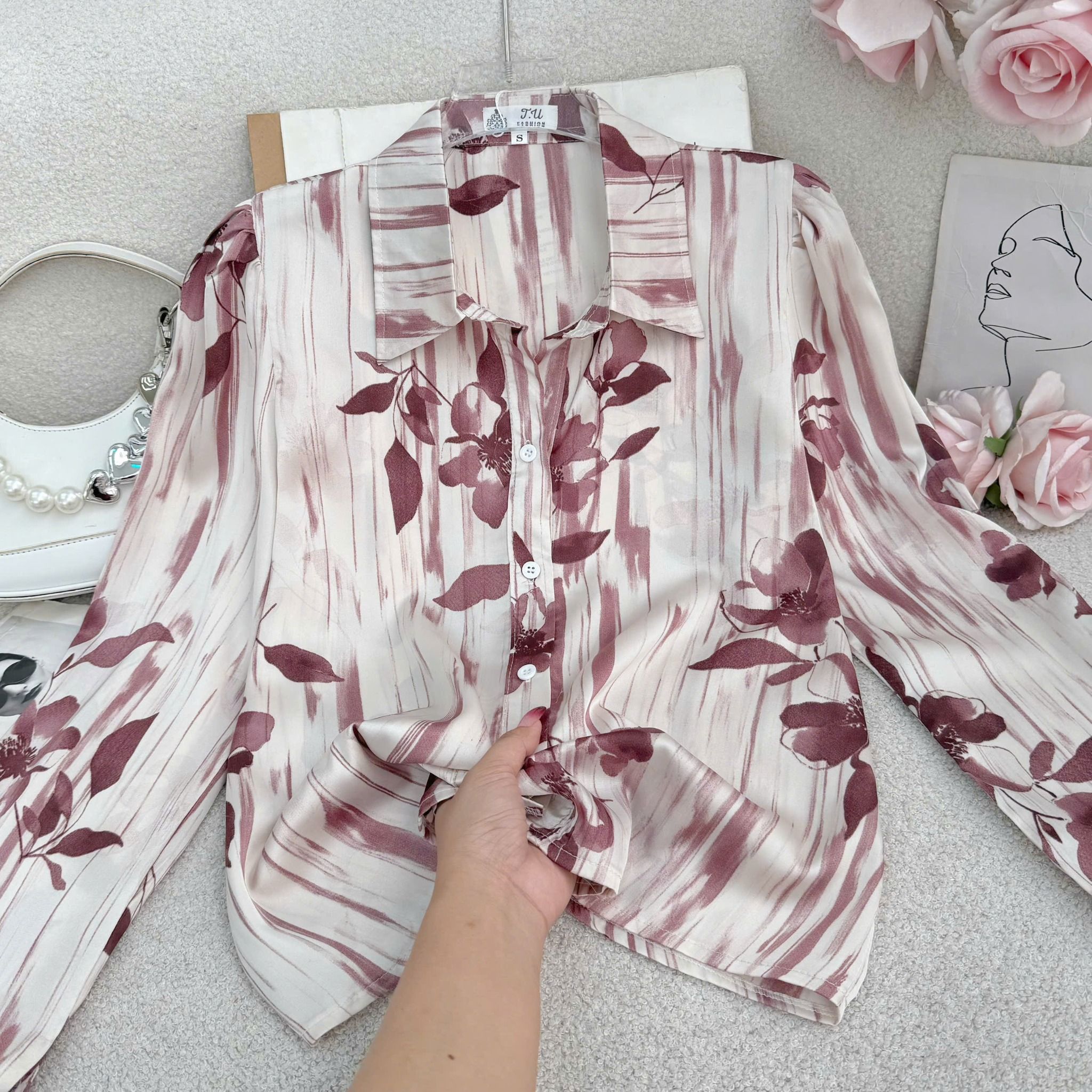 Áo Sơ Mi Cổ Điển Satin Lạnh Phù Hợp Đi Chơi Thiết Kế TuTu Store Dành Cho Nữ -Mã A497