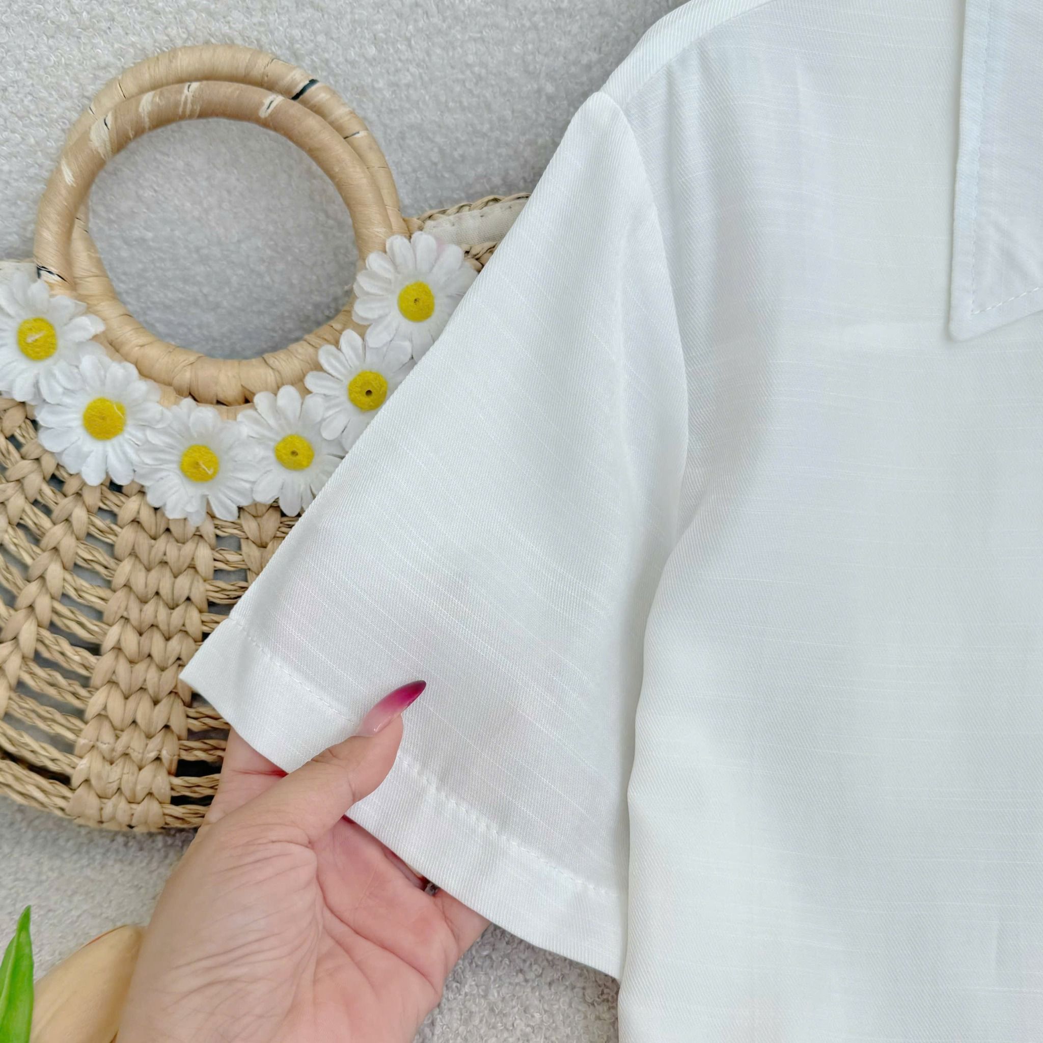 Áo Sơ Mi Tay Ngắn Có Túi Linen Xớ Gỗ Phù Hợp Đi Làm Thiết Kế TuTu Store Dành Cho Nữ -Mã A514