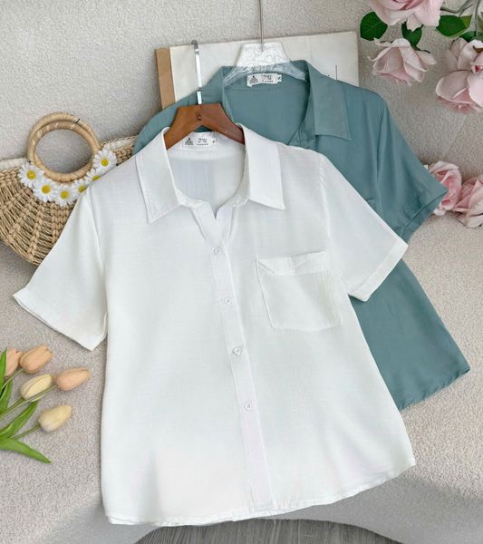 Áo Sơ Mi Tay Ngắn Có Túi Linen Xớ Gỗ Phù Hợp Đi Làm Thiết Kế TuTu Store Dành Cho Nữ -Mã A514