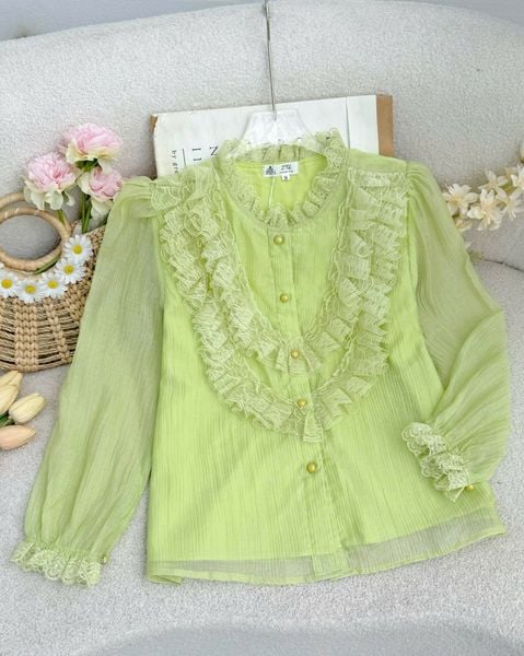 Áo Tơ Xếp Li Cổ Bèo Thiết Kế TuTu Store Phù Hợp Đi Chơi Dành Cho Nữ - Mã A523