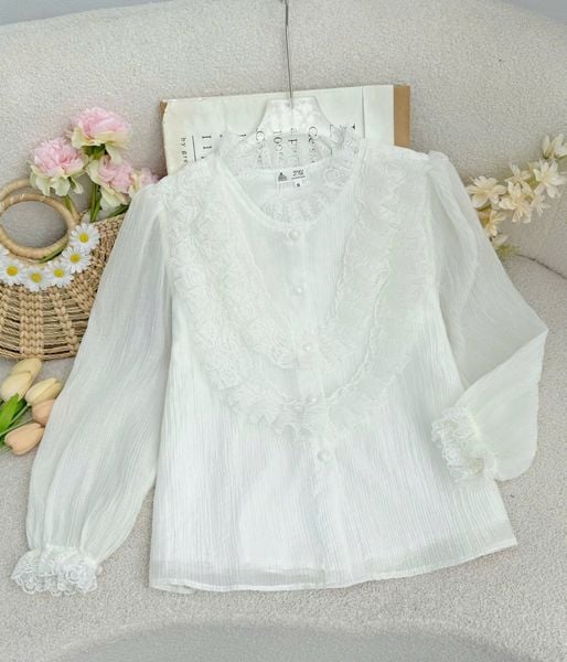 Áo Tơ Xếp Li Cổ Bèo Thiết Kế TuTu Store Phù Hợp Đi Chơi Dành Cho Nữ - Mã A523