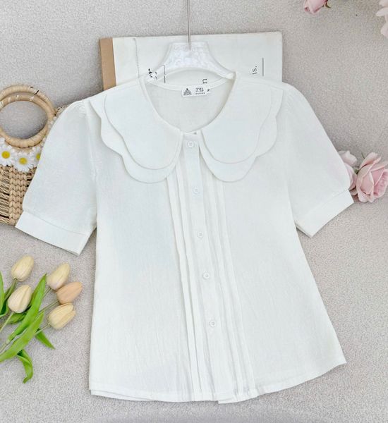 Áo Cotton Bột Cổ Bèo Thiết Kế TuTu Store Phù Hợp Đi Làm Dành Cho Nữ - Mã A531