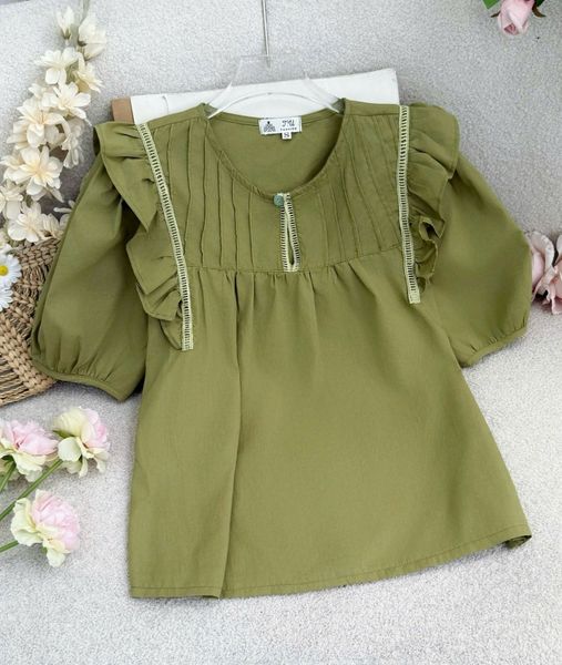 Áo Cotton Màu Cổ Bèo Thiết Kế TuTu Store Phù Hợp Đi Làm Dành Cho Nữ - Mã A546