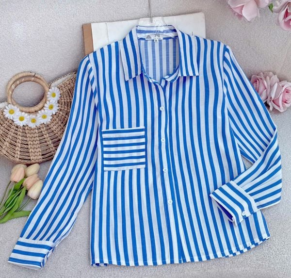 Áo Sơ Mi Lụa Pháp Kẻ Sọc Phù Hợp Đi Làm Thiết Kế TuTu Store Dành Cho Nữ- Mã AS554