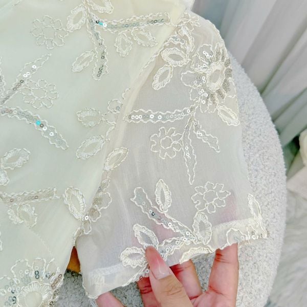 Váy Tơ Thêu Cổ V Phù Hợp Đi Tiệc Thiết Kế TuTu Store Dành Cho Nữ - Mã D1068