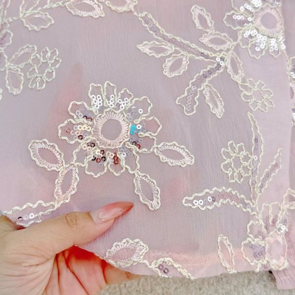 Váy Tơ Thêu Cổ V Phù Hợp Đi Tiệc Thiết Kế TuTu Store Dành Cho Nữ - Mã D1068