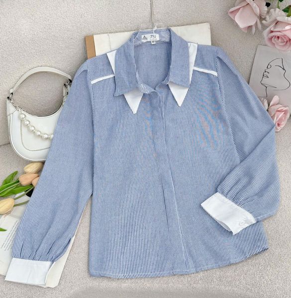 Áo Sơ Mi Linen Cotton Cổ Phối Thiết Kế TuTu Store Phù Hợp Đi Làm - Mã A498