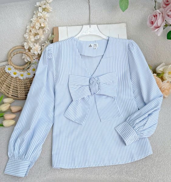 Aó Sơ Mi Linen Cổ Nơ Thiết Kế TuTu Store Phù Hợp Đi Chơi Dành Cho Nữ - Mã A491