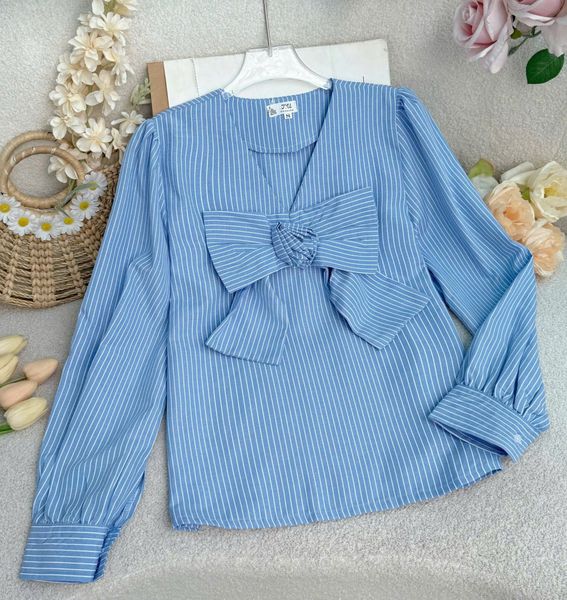 Aó Sơ Mi Linen Cổ Nơ Thiết Kế TuTu Store Phù Hợp Đi Chơi Dành Cho Nữ - Mã A491
