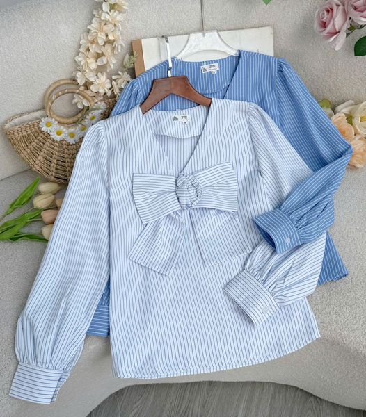 Aó Sơ Mi Linen Cổ Nơ Thiết Kế TuTu Store Phù Hợp Đi Chơi Dành Cho Nữ - Mã A491