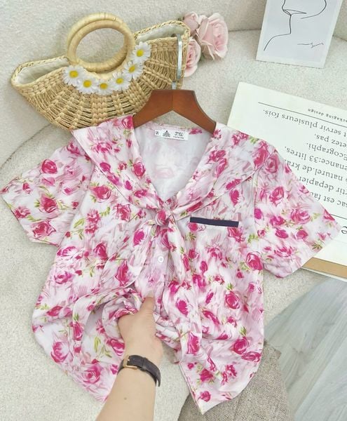 Áo Sơ Mi Lụa Nhật  Thiết Kế TuTu Store  Mã AS317