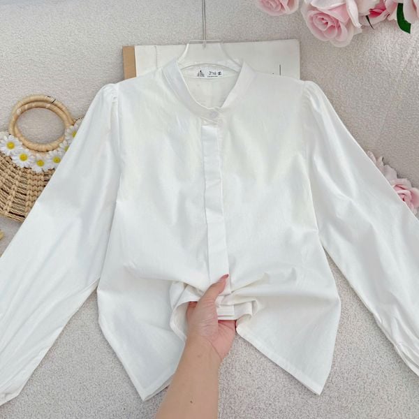 Áo Sơ Mi Cổ Tròn Cotton Xô Phù Hợp Đi Làm Thiết Kế TuTu Store Dành Cho Nữ - Mã AS548