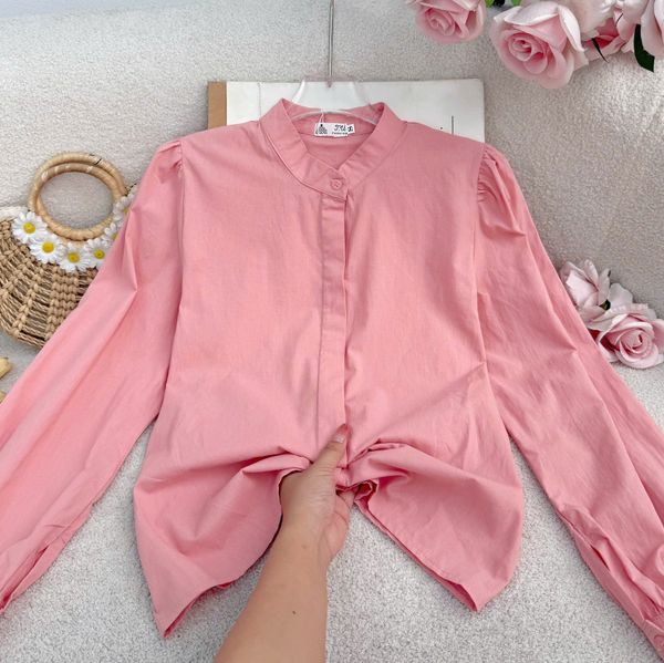 Áo Sơ Mi Cổ Tròn Cotton Xô Phù Hợp Đi Làm Thiết Kế TuTu Store Dành Cho Nữ - Mã AS548