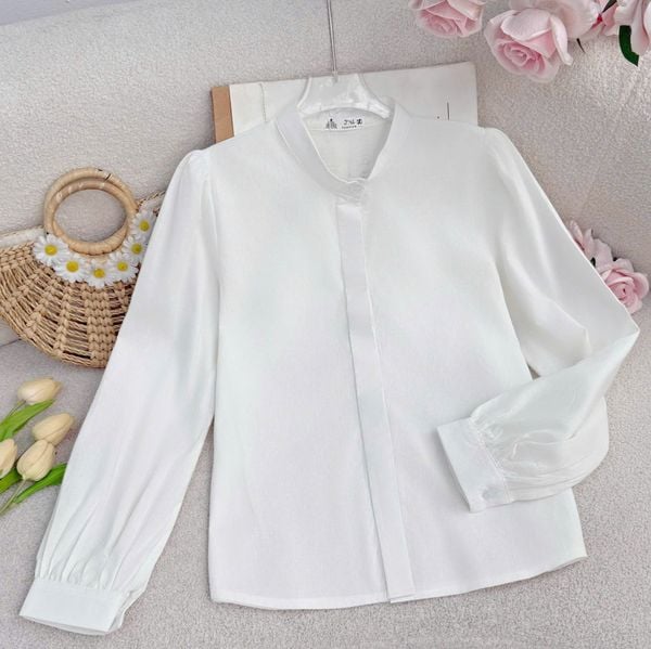 Áo Sơ Mi Cổ Tròn Cotton Xô Phù Hợp Đi Làm Thiết Kế TuTu Store Dành Cho Nữ - Mã AS548