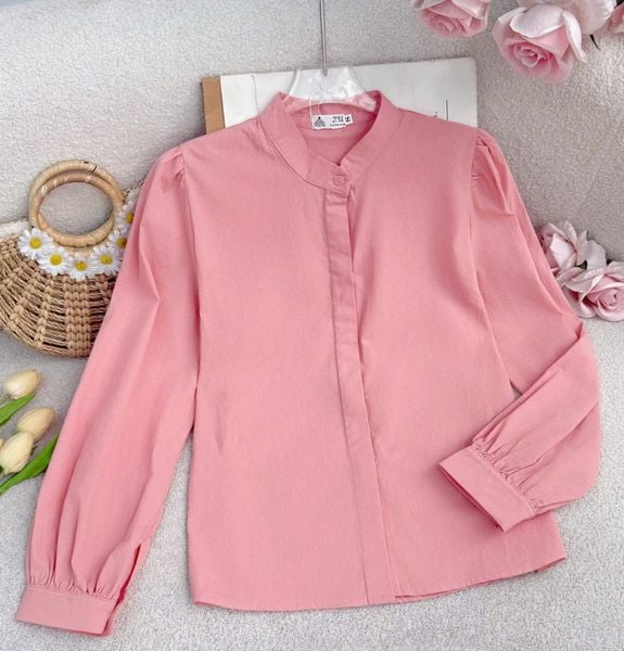 Áo Sơ Mi Cổ Tròn Cotton Xô Phù Hợp Đi Làm Thiết Kế TuTu Store Dành Cho Nữ - Mã AS548