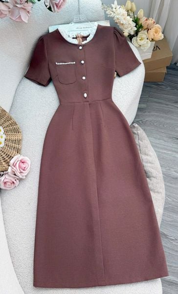 Váy Bố Linen Gân Tiểu Thư Phù Hợp Đi Chơi Thiết Kế TuTu Store Dành Cho Nữ -Mã D1094