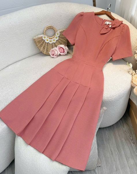 Đầm Linen Gân Thiết Kế TuTu Store Phù Hợp Đi Chơi Dành Cho Nữ - Mã D1133