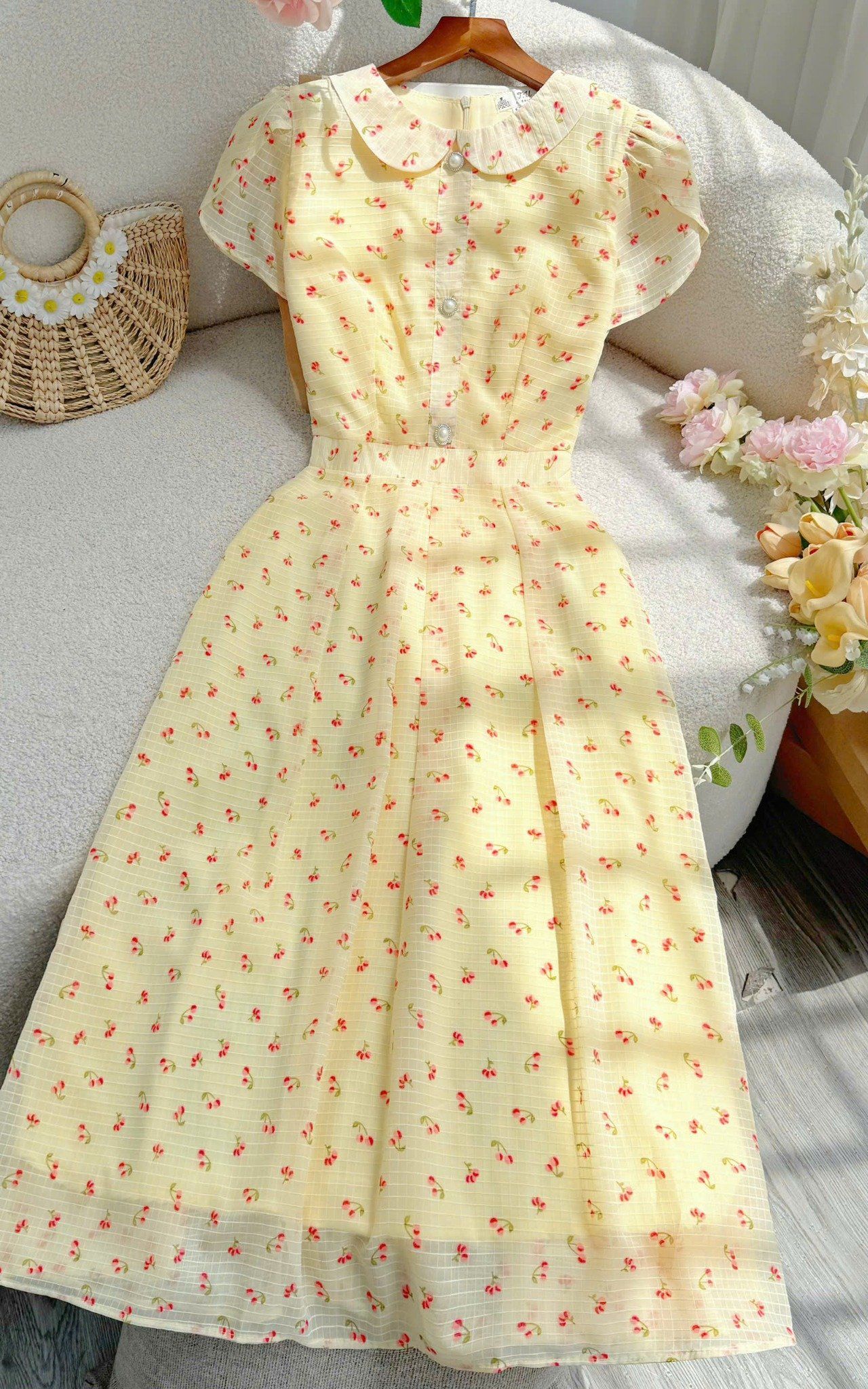 Đầm Voan Gân Thiết Kế TuTu Store Phù Hợp Đi Làm Dành Cho Nữ - Mã D1279