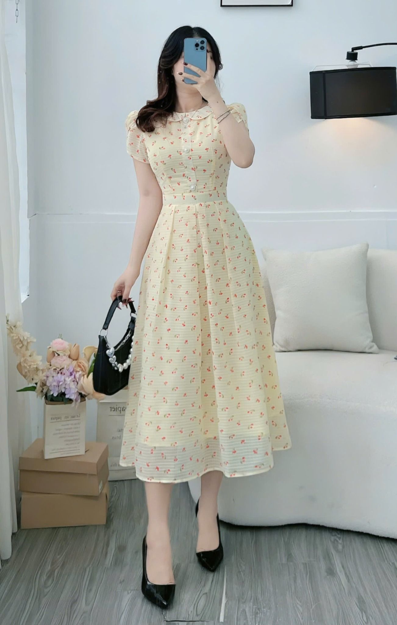 Đầm Voan Gân Thiết Kế TuTu Store Phù Hợp Đi Làm Dành Cho Nữ - Mã D1279