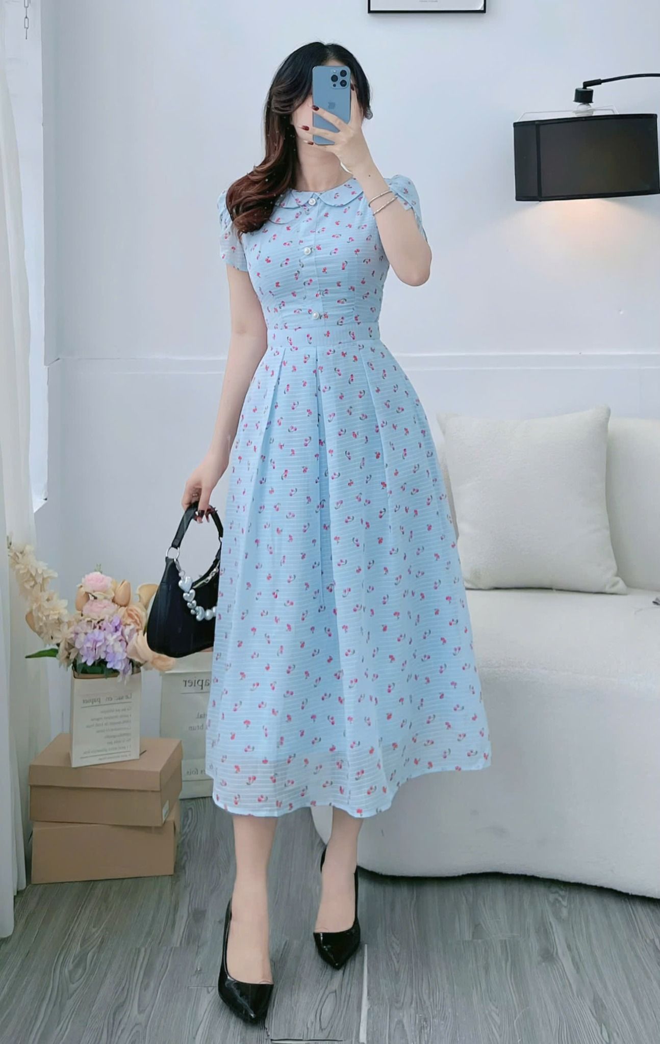 Đầm Voan Gân Thiết Kế TuTu Store Phù Hợp Đi Làm Dành Cho Nữ - Mã D1279