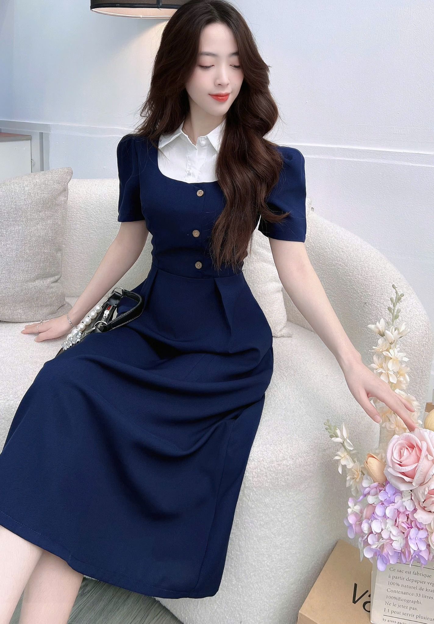 Đầm Cotton Mịn Thiết Kế TuTu Store Phù Hợp Đi Làm Dành Cho Nữ - Mã D1285