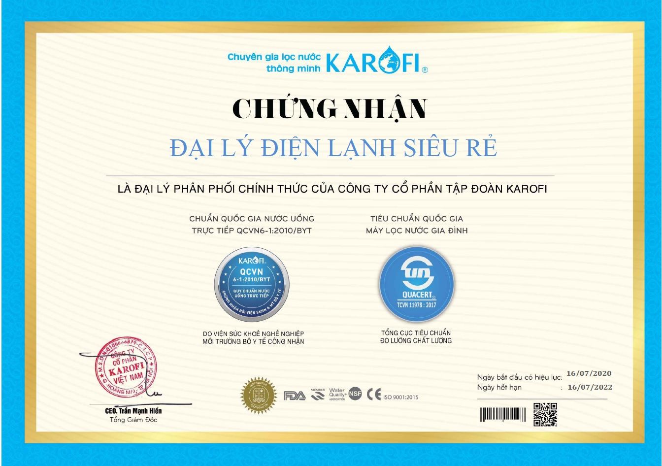  [CHÍNH HÃNG] MÁY LỌC NƯỚC KAROFI SLIM 10 lõi KAQ-U05/KAQ-U95/KAQ-U96 Model 2022 tích hợp wifi 