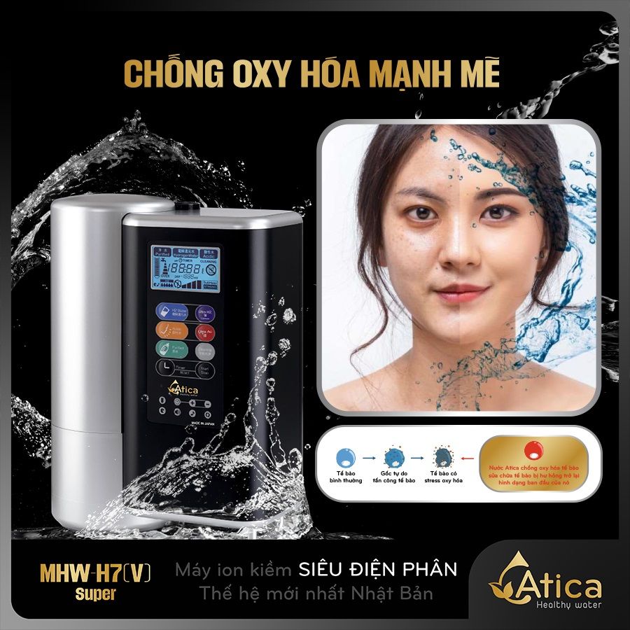  Máy lọc nước ion kiềm Siêu Điện Phân Atica SUPER MHW-H7(V) 